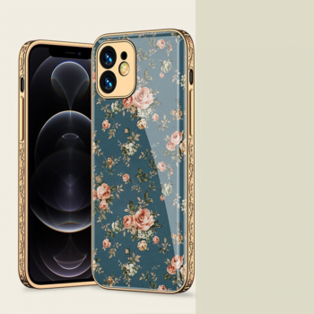 Floral Pattern with Golden Engraving iPhone Case