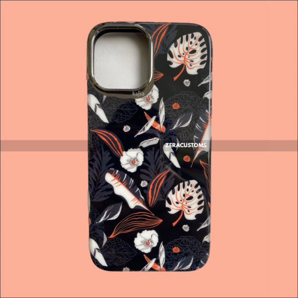 Kajsa Black Floral Printed iPhone Case