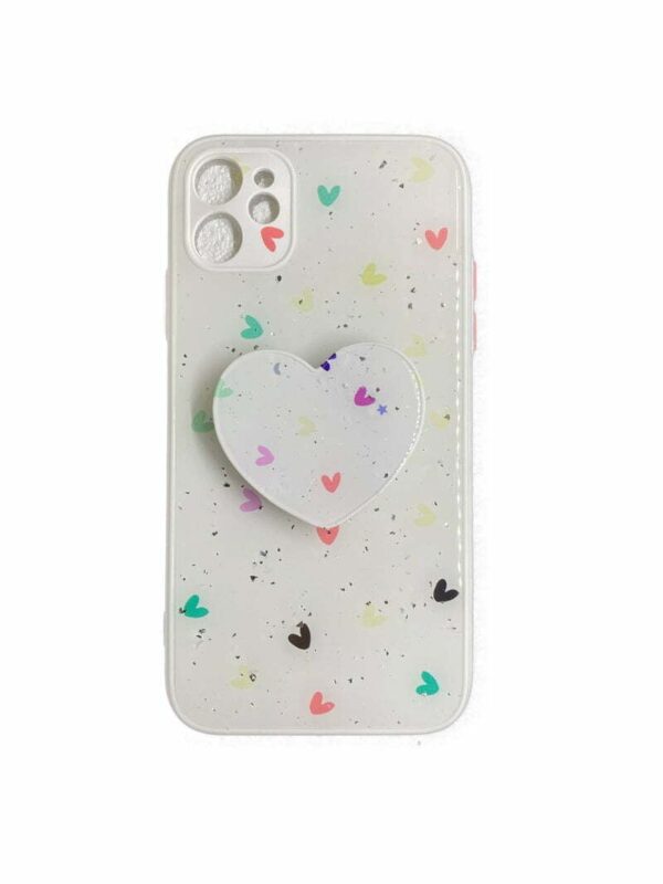 White Hearts iPhone Case with PopSocket