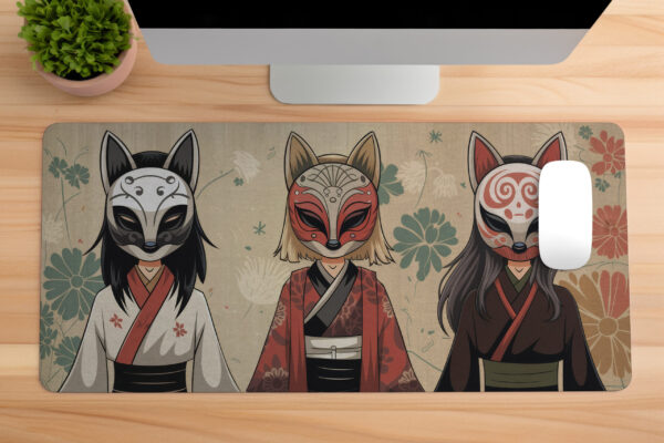 Kitsune Mask Desk Mat Gaming Mouse Pad