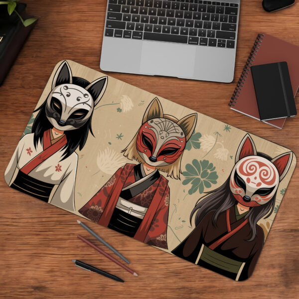 Kitsune Mask Desk Mat Gaming Mouse Pad