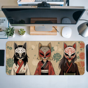 Kitsune Mask Desk Mat Gaming Mouse Pad