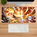 flaming thunder god zenitsu gaming desk mat