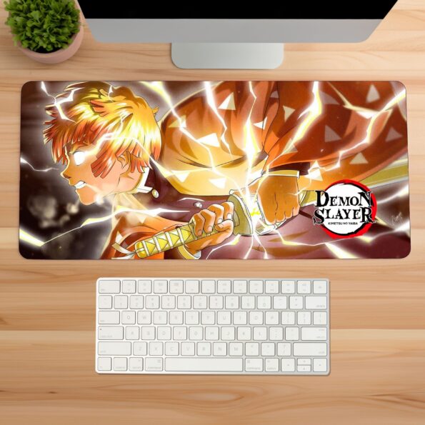 Flaming Thunder God Zenitsu Gaming Desk Mat