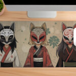 kitsune mask desk mat