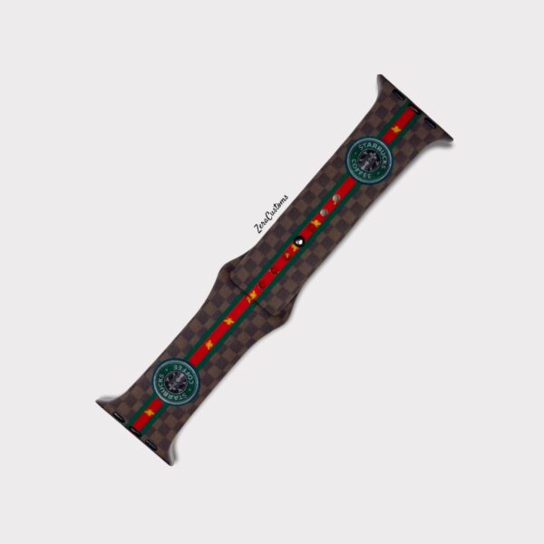 Coffee Pattern Printed Silicon Strap For Apple Watch - 42/44 mm