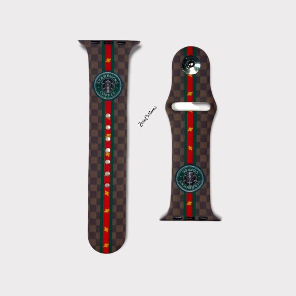 Coffee Pattern Printed Silicon Strap For Apple Watch - 42/44 mm