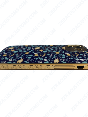 Blue Floral Pattern with Golden Engraving iPhone Case-zeracustoms.myshopify.com