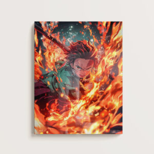 Fiery Tanjiro Metal Poster